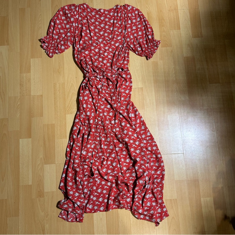 NATURAL LIFE Sophie Wrap Dress Maxi Red Floral Med - Picture 9 of 11